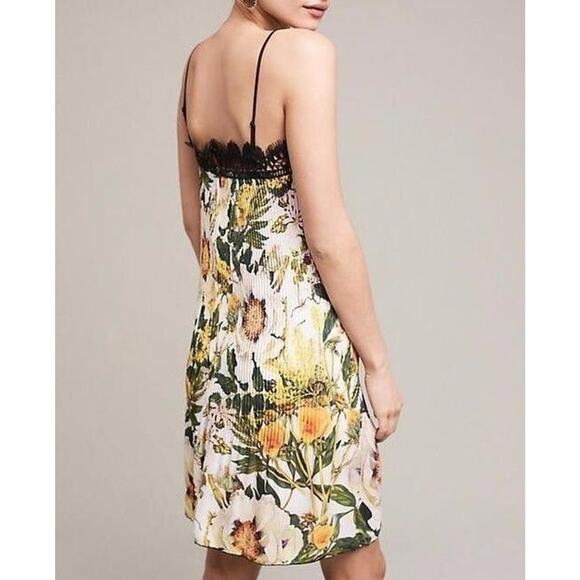 New Anthropologie x Delfi Sunglow Pleated Floral Slip Dress Retail $278 XS Lace - Picture 2 of 6
